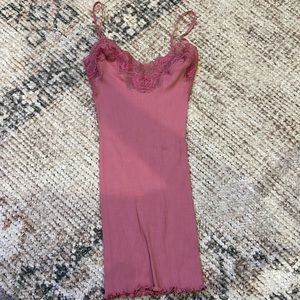 Pink cami with lace detail